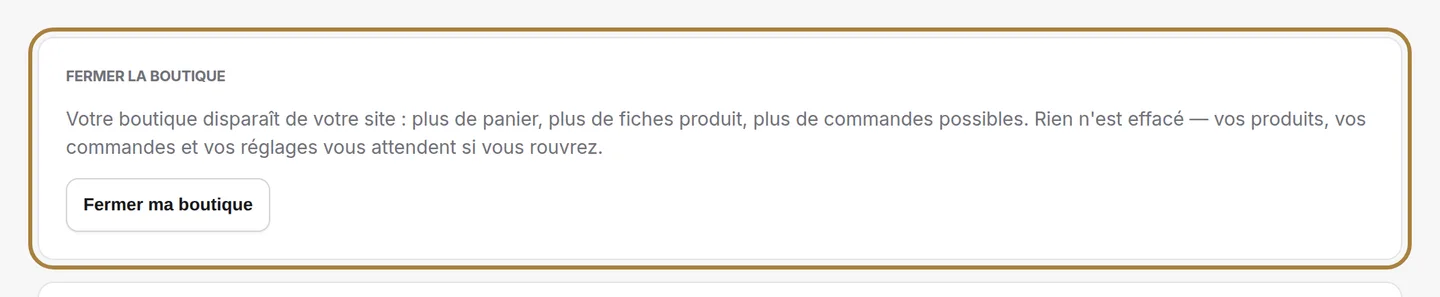 Fermer la boutique.