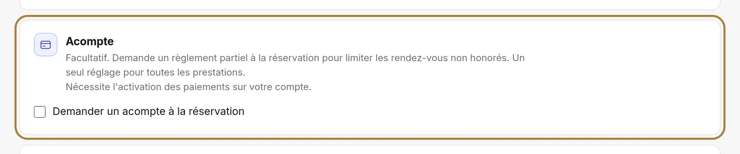 L'acompte : montant, seuil, ciblage, remboursement.