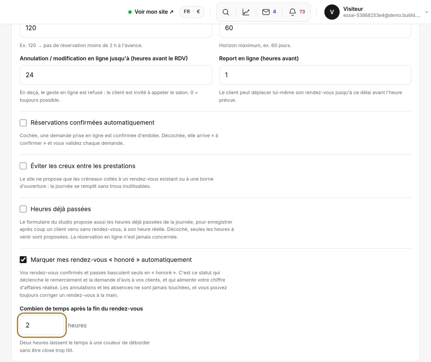 Le passage automatique en « honoré ».