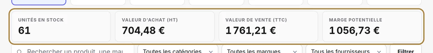 Ce que votre rayon vaut : coût, valeur de vente, marge, part promise.