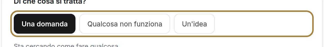 Dica prima di cosa si tratta: domanda, problema, idea.