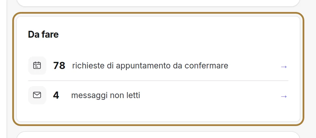 La scheda «Da fare», quando qualcosa attende.