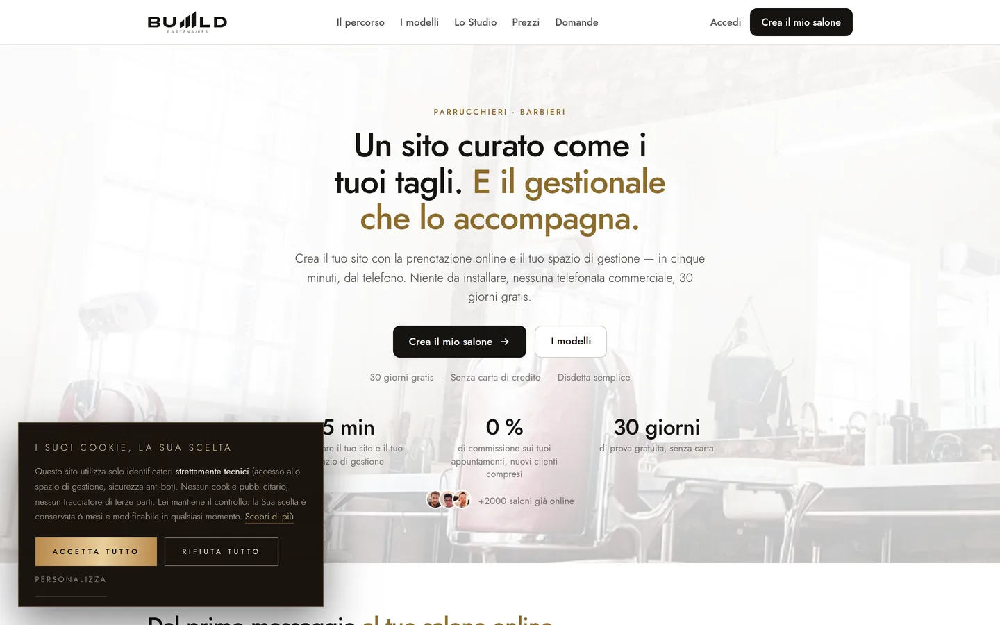 La pagina «Creare il mio salone» di buiiild.com.