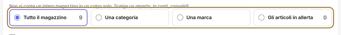 Scegliere cosa conta: tutto, una categoria, una marca, o solo l'allerta.