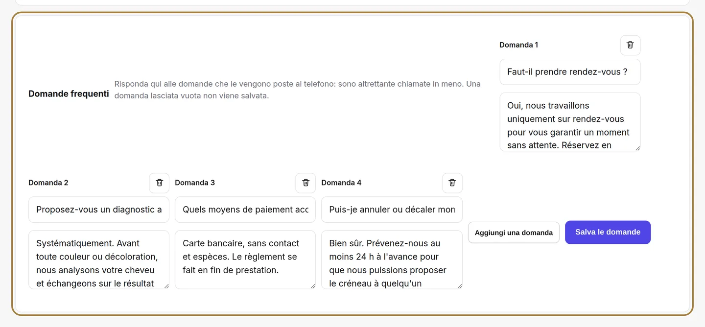 Le domande e risposte.