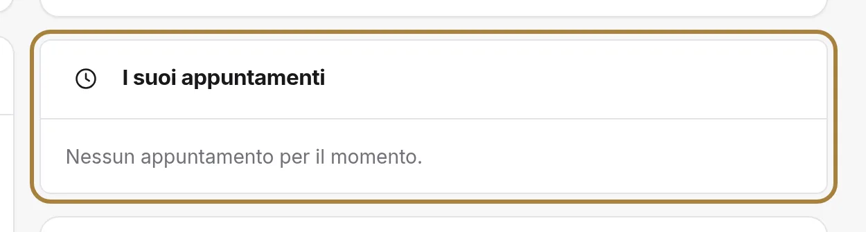 I suoi appuntamenti, futuri e passati, con stato e prezzo.