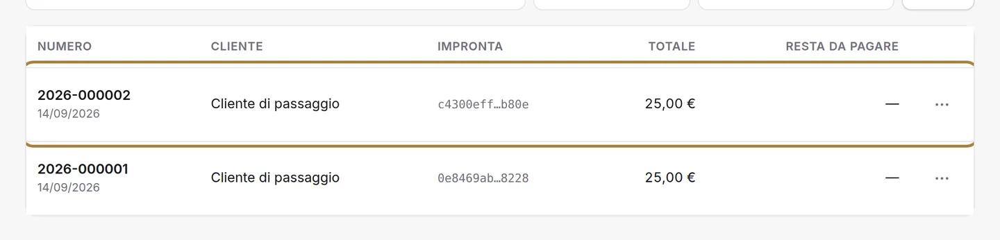 Ogni riga porta al suo documento.