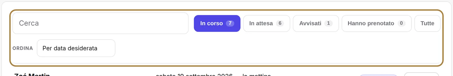 Cercare, filtrare, ordinare.