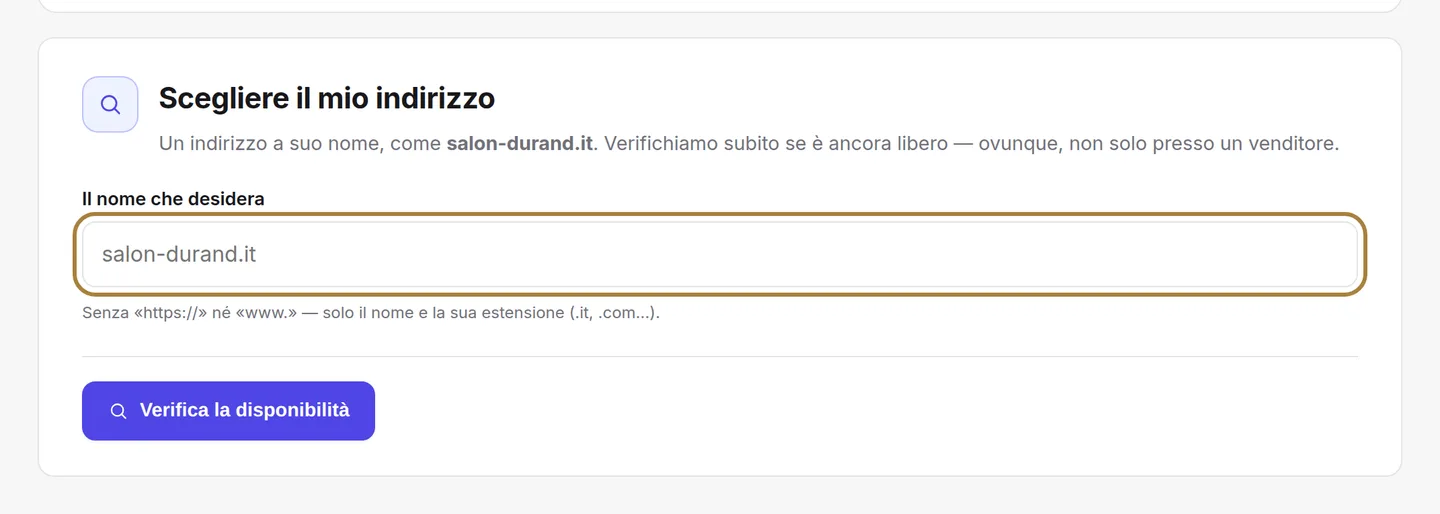 Scegliere il proprio nome.
