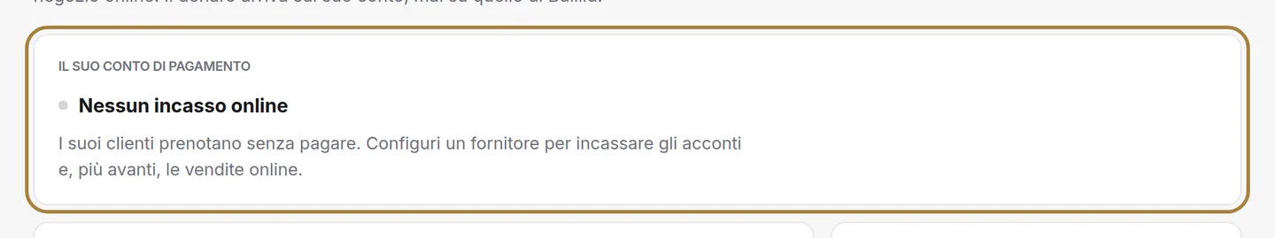 A che punto è: finché questa scheda non è verde, nessun acconto può essere versato.