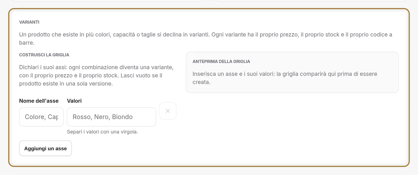 Le taglie e le tinte, subito.
