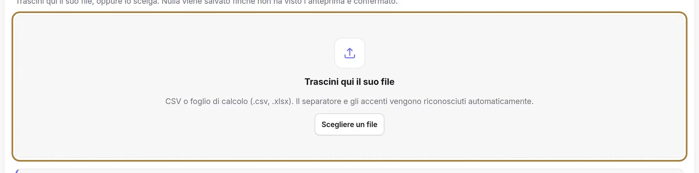 Importare un catalogo: il file, così com'è.