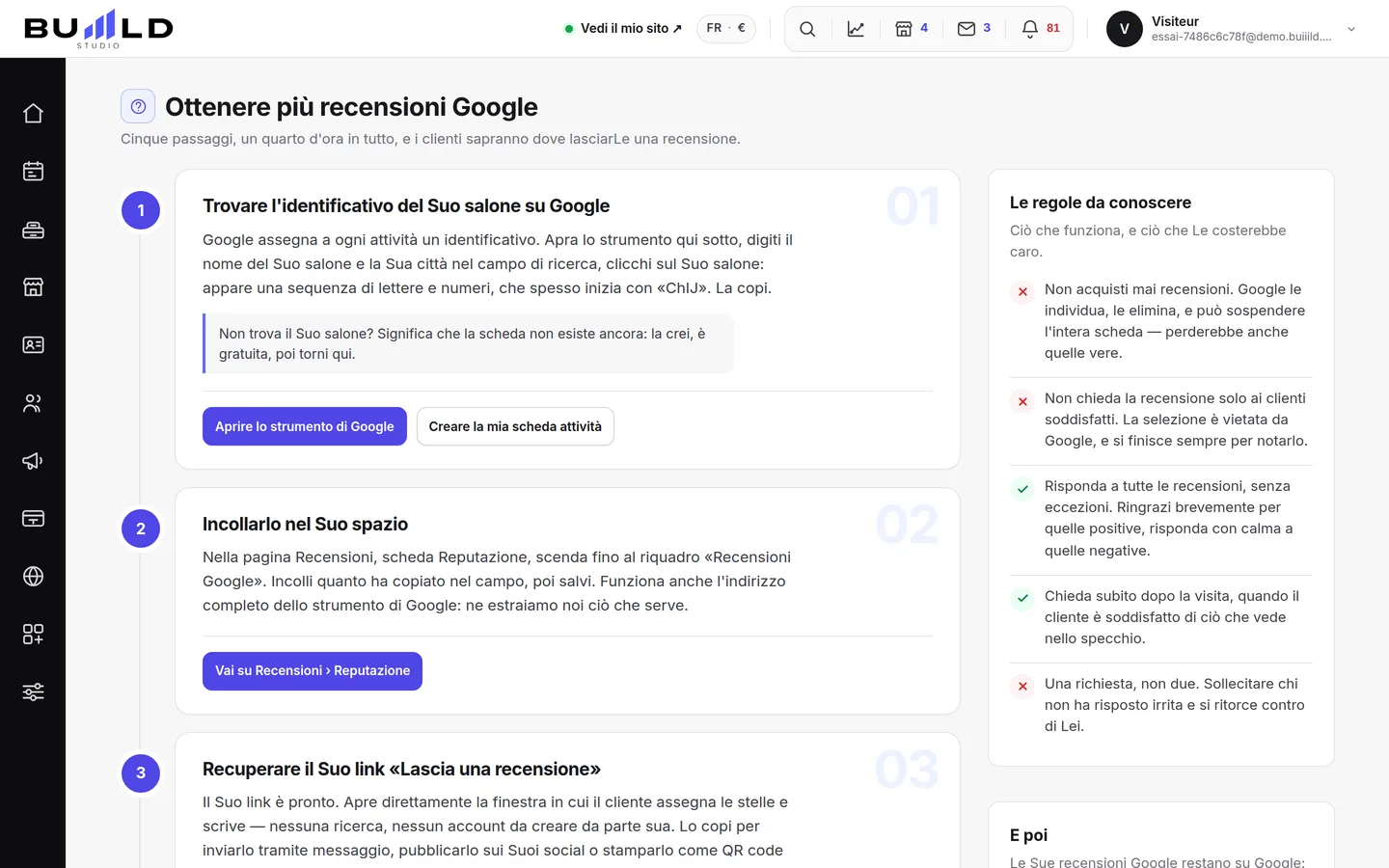 La guida «Raccogliere recensioni Google» dello studio.