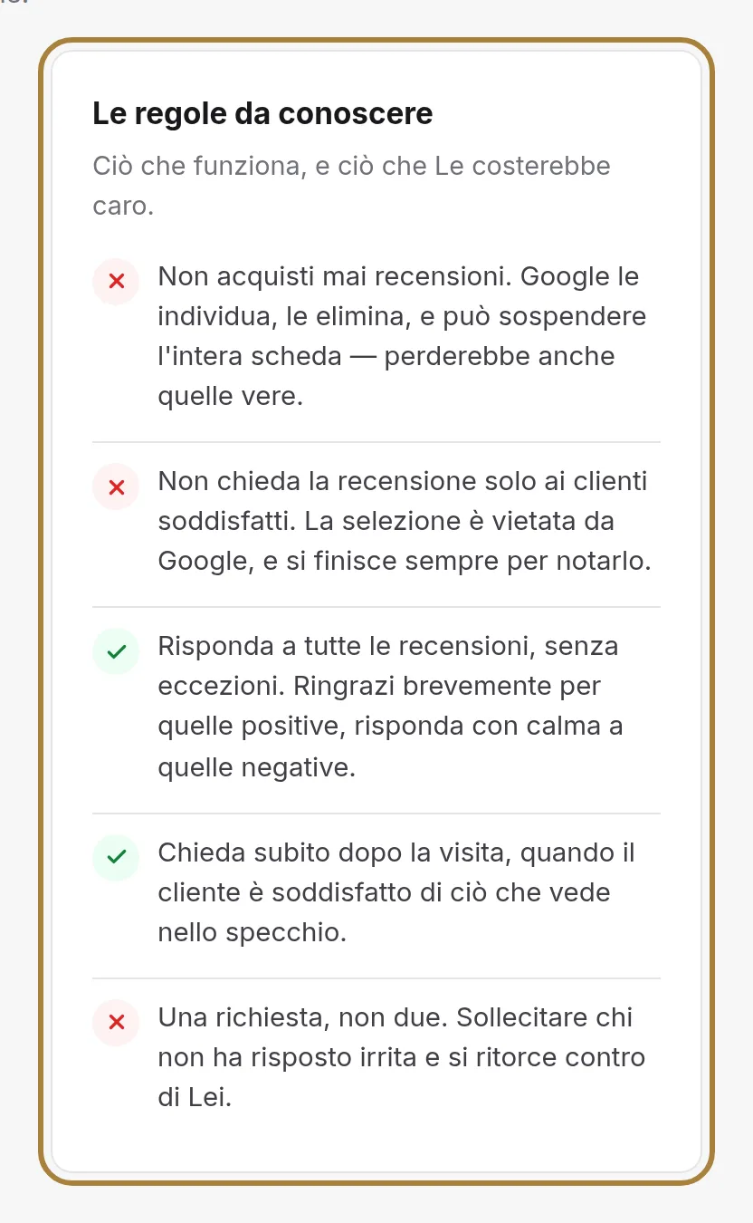 Le regole da non oltrepassare.