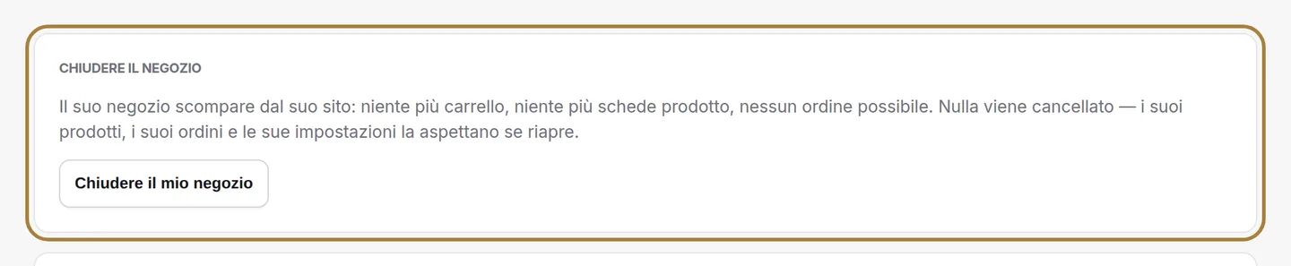 Chiudere il negozio.