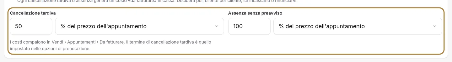 Le penali di annullamento e di assenza.