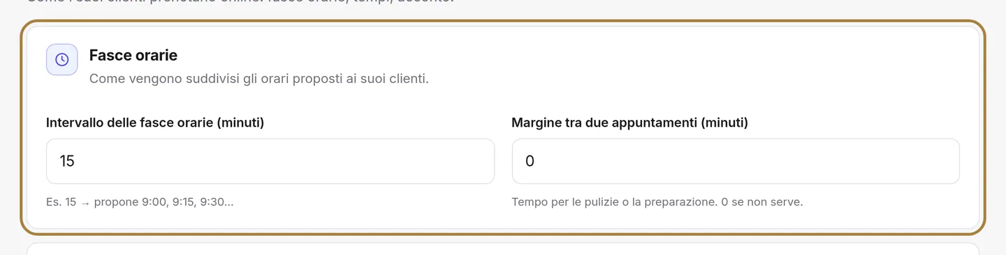 Le fasce orarie: il passo e l'intervallo.