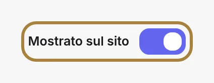 Su ogni schermata «Il mio sito»: l'interruttore che mostra o nasconde la sezione.