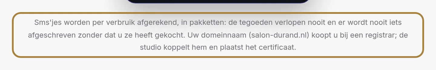 Wat niet inbegrepen is.