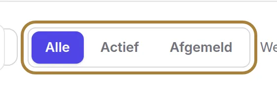 Alle, actief, uitgeschreven.