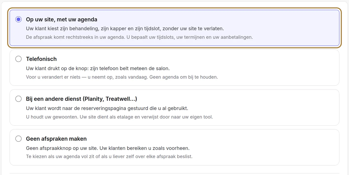 Op uw website, met uw agenda.