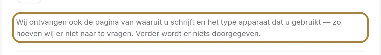 Wat wij extra ontvangen: de pagina en het apparaat.