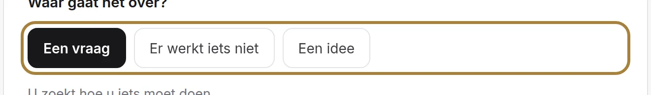 Zeg eerst waar het over gaat: vraag, probleem, idee.