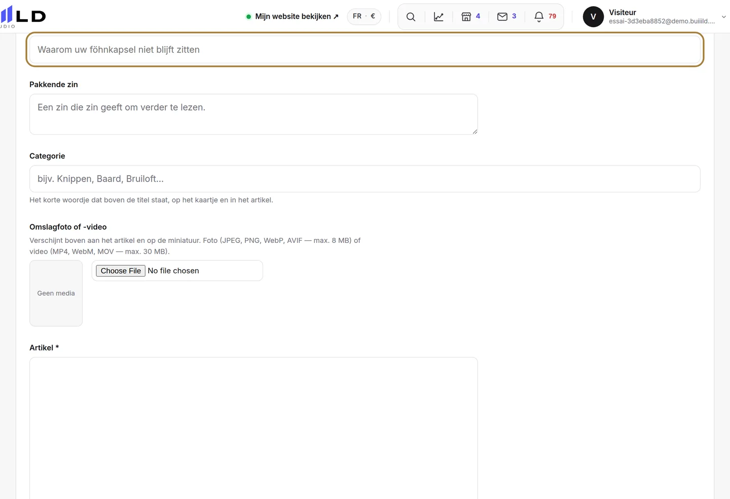 De titel: de zin die Google toont.