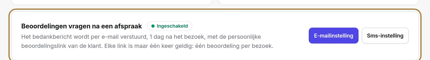 De automatische verzameling na elk bezoek.