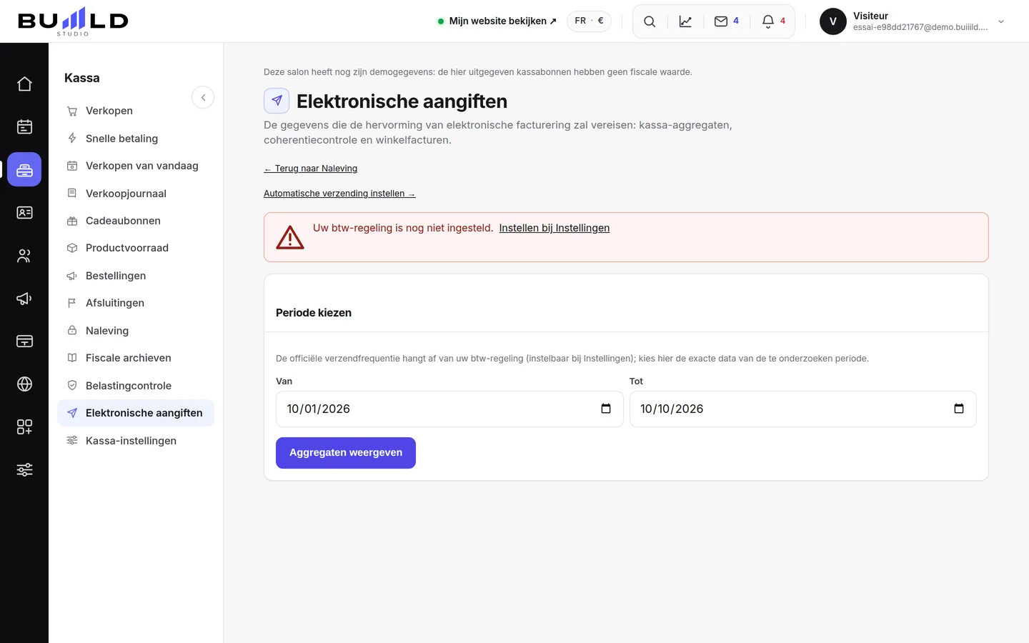 Het scherm van de elektronische aangiften. | Buiiild.com