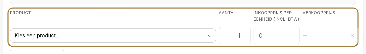 Een product, een hoeveelheid, een inkoopprijs.