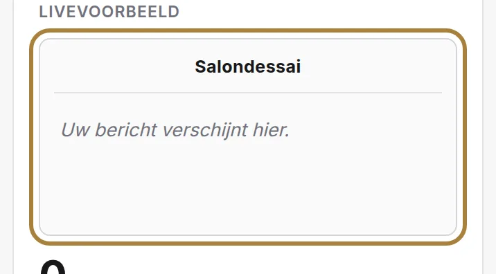 Wat de klant zal zien, inclusief de naam van de afzender.