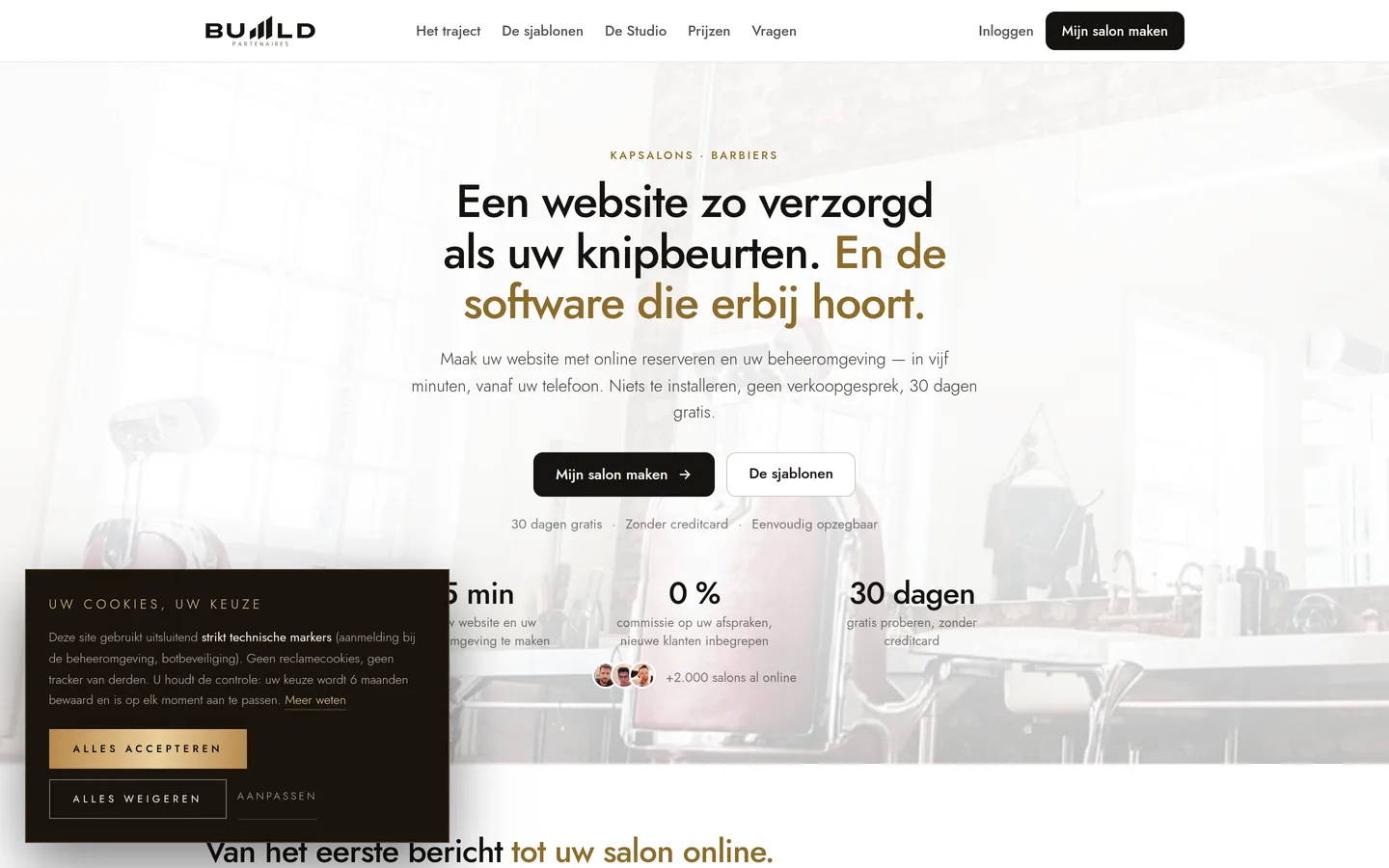 De pagina "Mijn salon aanmaken" van buiiild.com.