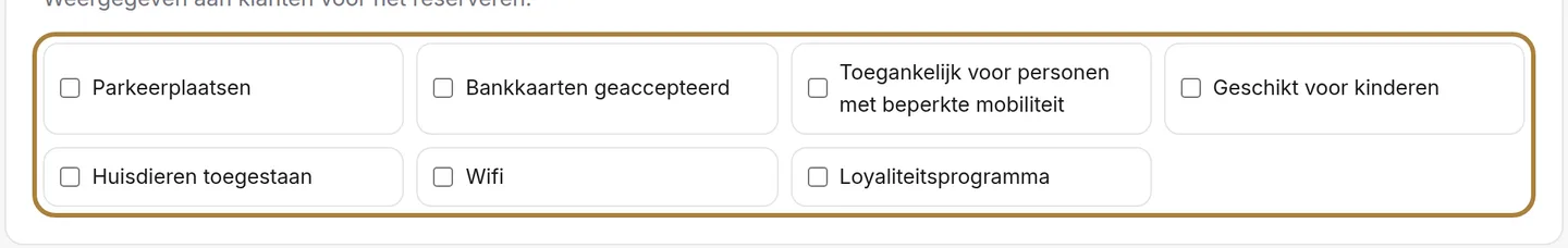 Uw voorzieningen: vink alleen aan wat u echt heeft.