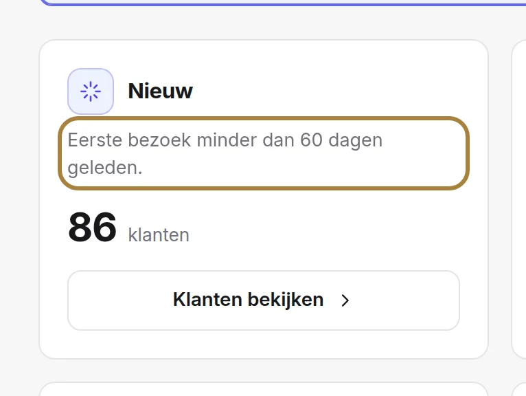 Elke groep toont zijn regel en zijn aantal van vandaag.