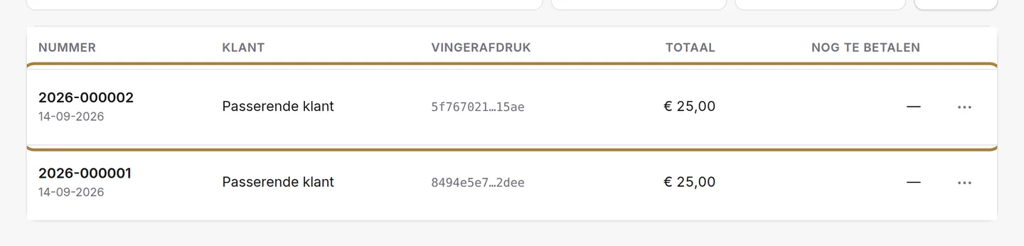 Elke regel leidt naar zijn document.
