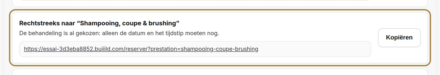 Een link per behandeling.