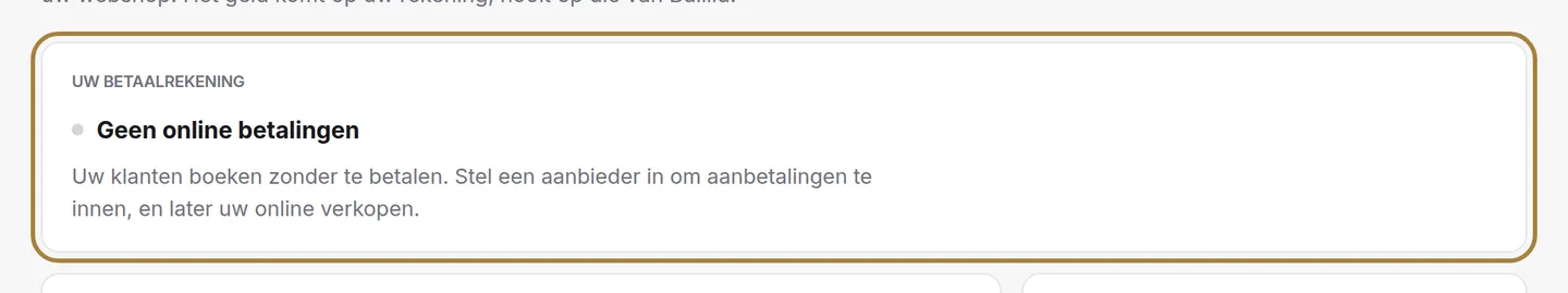 Waar u staat: zolang deze kaart niet groen is, kan er geen enkele aanbetaling worden gedaan.