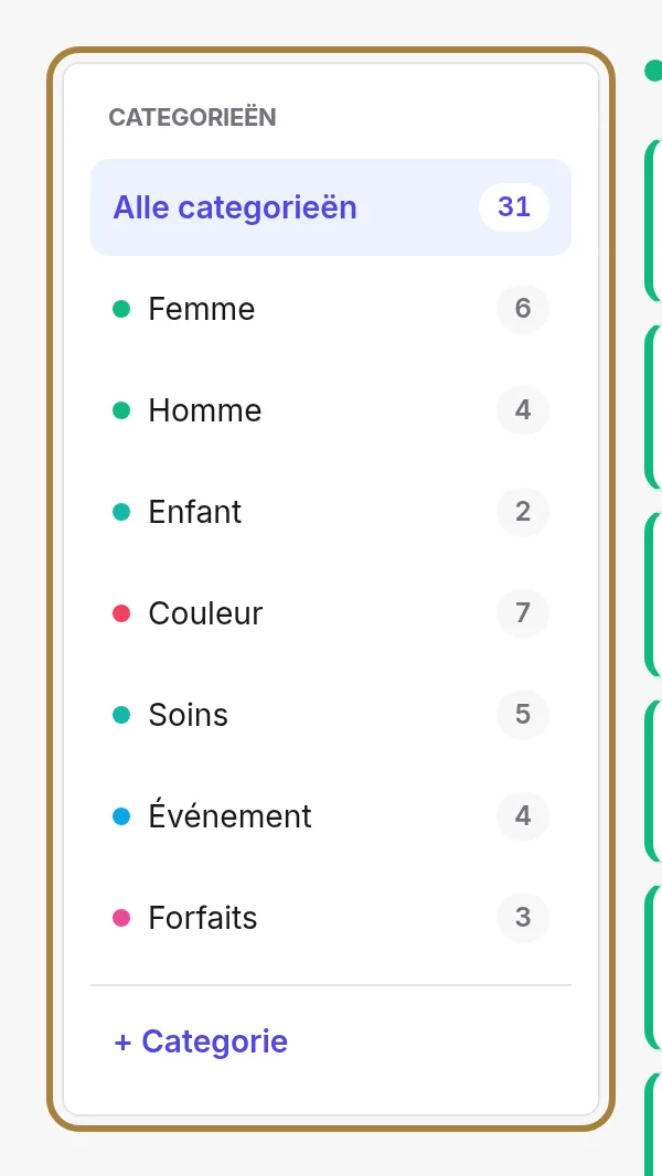 De categorieën.