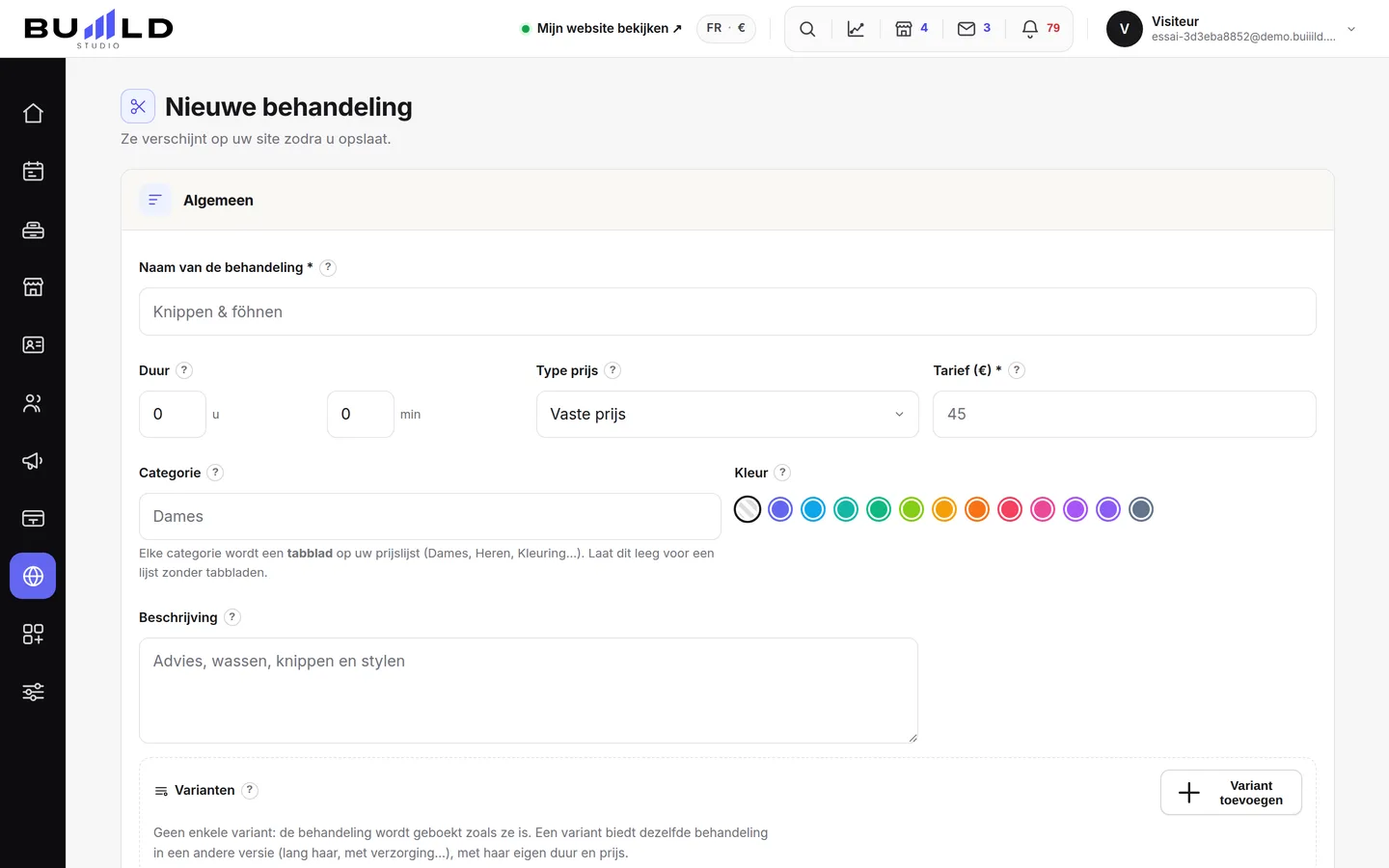 De fiche van een nieuwe behandeling.