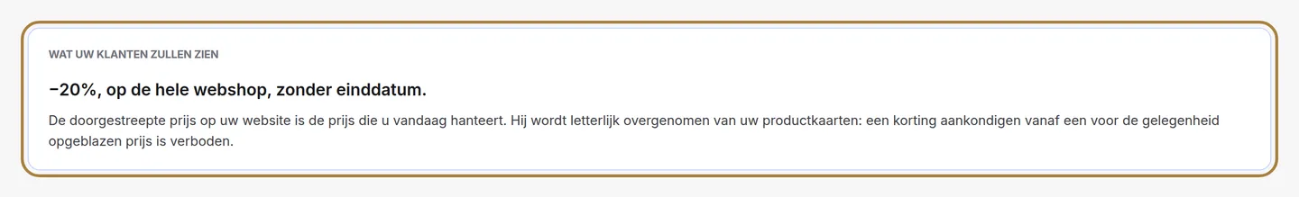 Een actie: de voorvertoning schrijft wat uw klanten zullen zien.