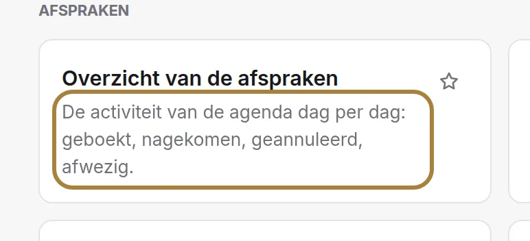 Wat elk rapport meet.