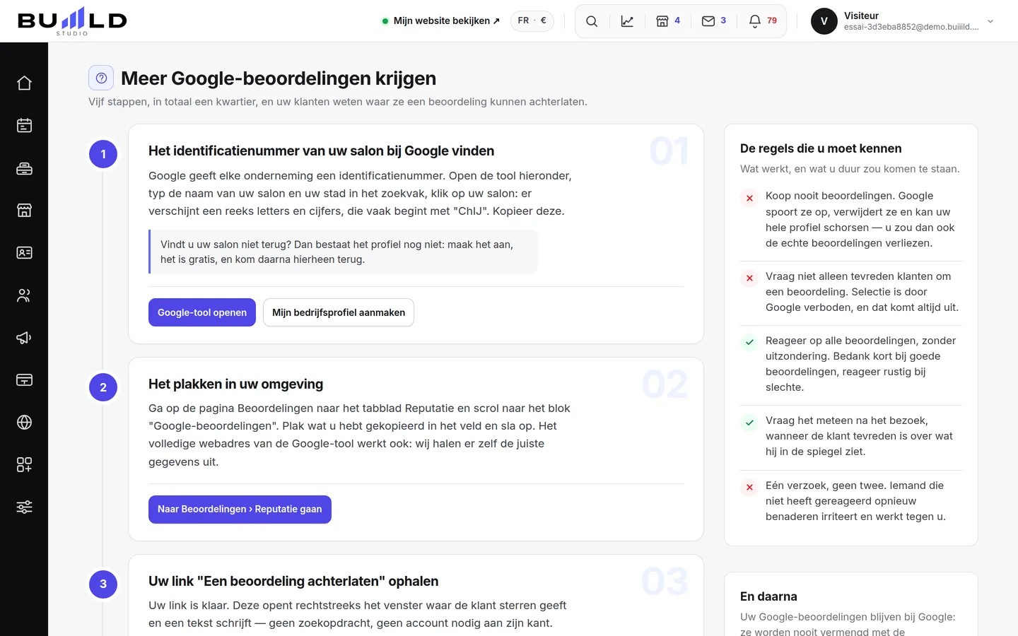 De gids "Google-beoordelingen verzamelen" van de studio.