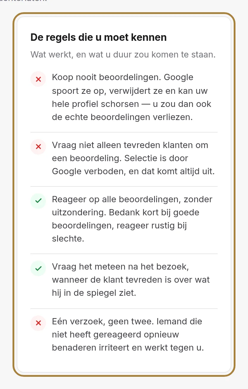 De regels die u niet mag overschrijden.