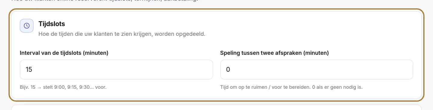 De tijdslots: de stap en de buffertijd.