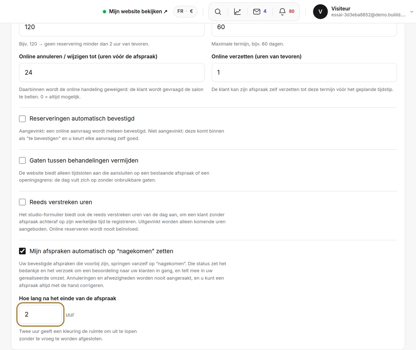 De automatische overgang naar "uitgevoerd".