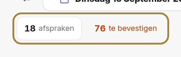 Actieve afspraken, verwachte omzet en te bevestigen aanvragen.