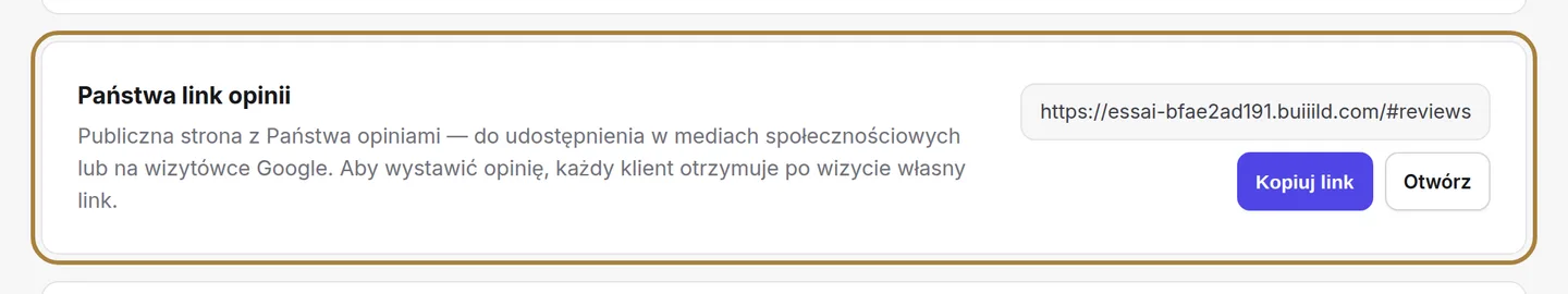 Link do opinii, gotowy do skopiowania.