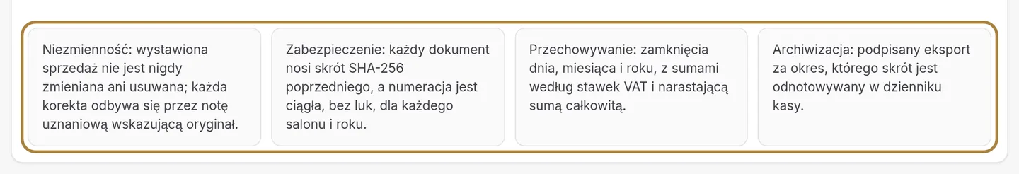 Cztery obowiązki zapewniane przez kasę.