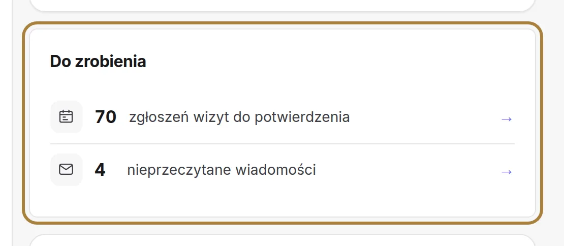 Karta „Do zrobienia”, gdy coś czeka na załatwienie.